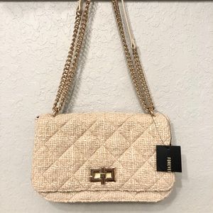 Forever 21 cream with gold chain crossbody